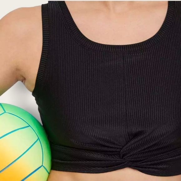 aerie Other - aerie OFFLINE Ribbed Shine Twist Front Sports Bra Black